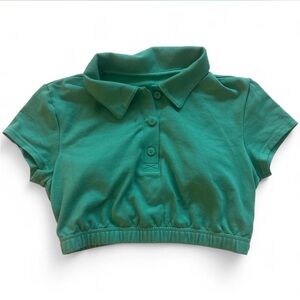Alo Prestige Green Cropped Polo Shirt